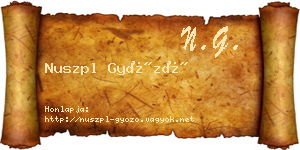 Nuszpl Győző névjegykártya